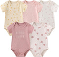 Fashion Unisex baby Boy Girl Bodysuits 5-Pack Casual Cotton Soft Infants Outfit by JELYLOVE