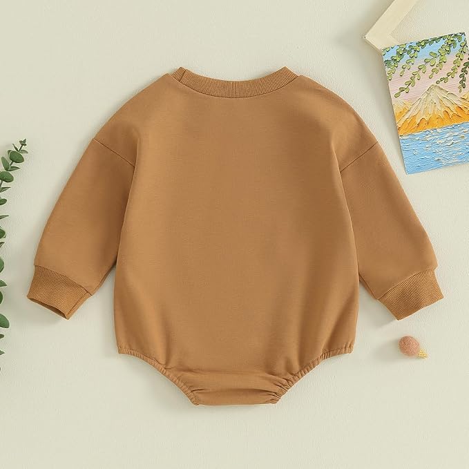 VISGOGO Newborn Infant Baby Boy Girls Oversized Romper Little Dude Sweater - Image 4