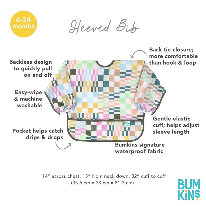 Bumkins Sleeved Bib for Girl or Boy, Baby and Toddler for 6-24 Mos, Essential - Image 5