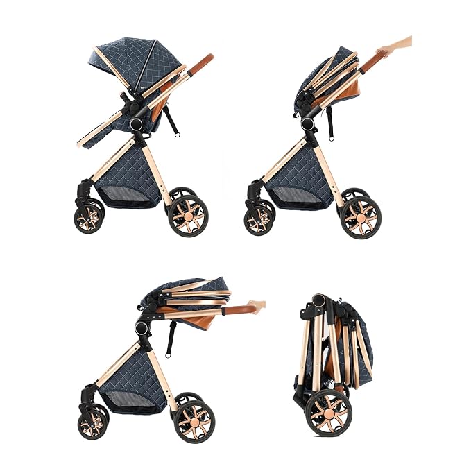 2 in 1 Baby Stroller with Bassinet Mode, Reversible Infant Pram, One-Click - Image 9