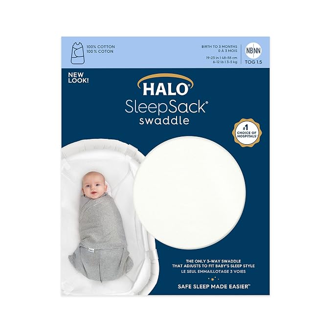 HALO 100% Cotton Sleepsack Swaddle, 3-Way Adjustable Wearable Blanket, TOG 1.5 - Image 3