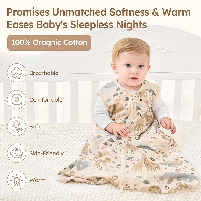 Baby Sleep Sack 12-18 Months 100% Cotton Lightweight 0.5 TOG Wearable Blanket - Image 2