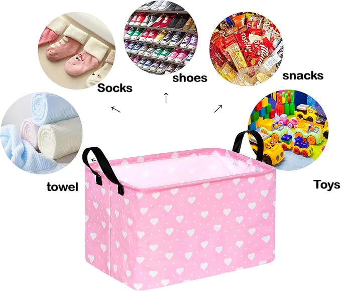 Rectangle Heart Partten Kids Gift Storage Basket Home Shelf Storage Basket - Image 6
