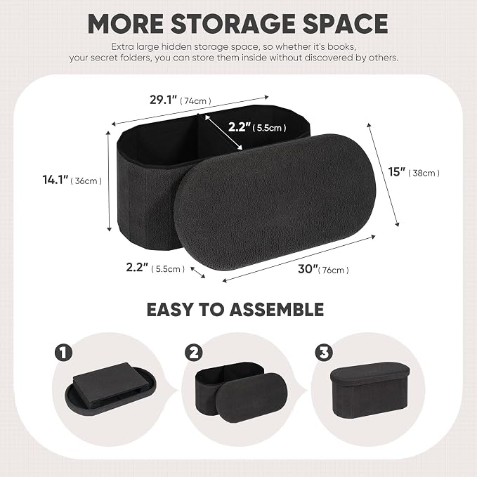 B FSOBEIIALEO Ottoman with Storage - Image 3