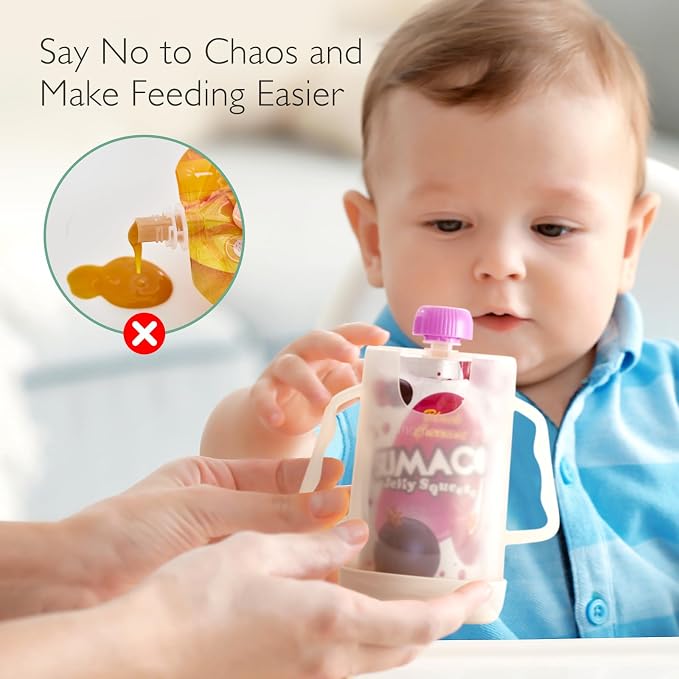 Momcozy Baby Pouch Holder No Squeeze, Baby Food & Juice Box Holder, Easy Grip - Image 4