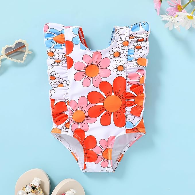 Newborn Baby Girl Ruffle Swimsuit Infant Toddler One Piece Floral Bikini Beach - Image 2