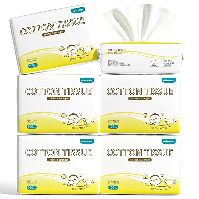 Winner 100% Cotton Dry Wipes, USDA Certified Baby Wipes, Soft & Gentle by WinnerMedical