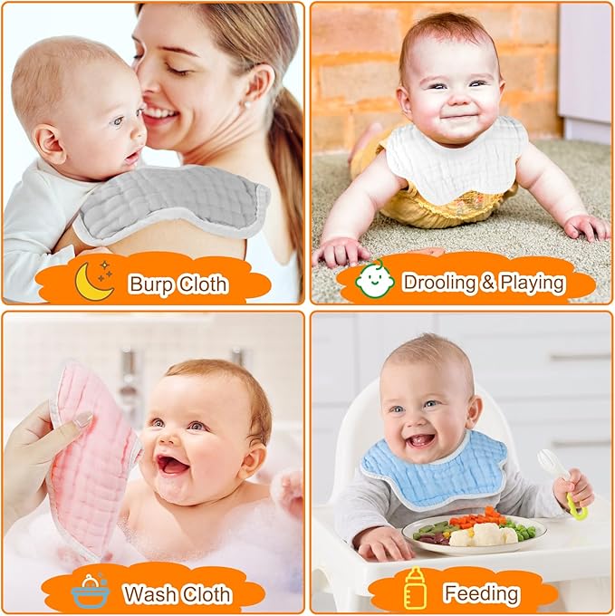 Accmor Muslin Baby Drool Bibs 6 Pack Baby Bandana Drool Bibs Soft Cotton Baby - Image 6