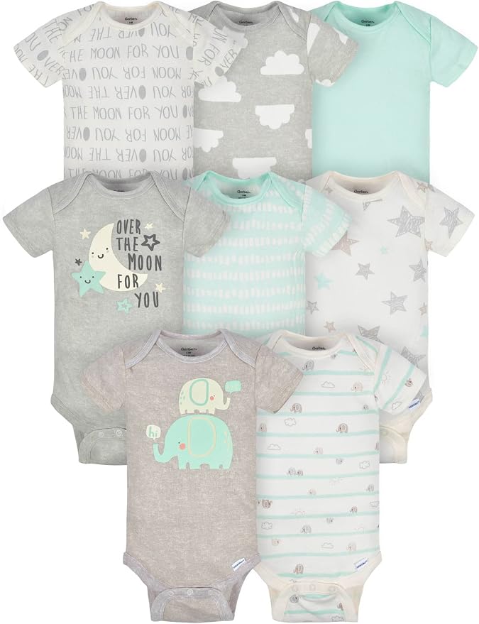 Gerber unisex-baby 8-pack Short Sleeve Onesies Bodysuits by Gerber