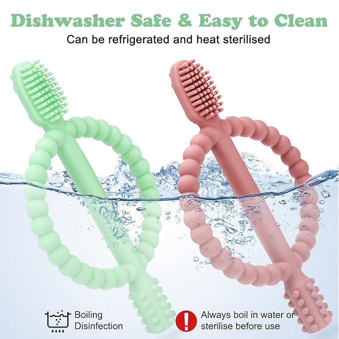 Baby Teething Toys with Easy-Hold Handle, Silicone Infant Toothbrush, Textured - Image 6