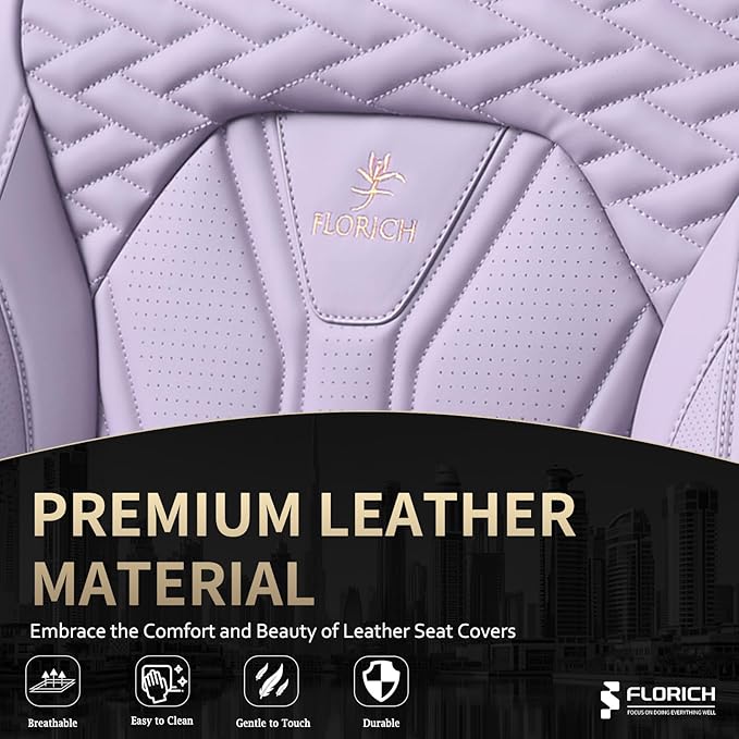 FLORICH Car Seat Covers, Leather Front Seat Cover, Automotive Seat Cover 2 Pack - Image 4