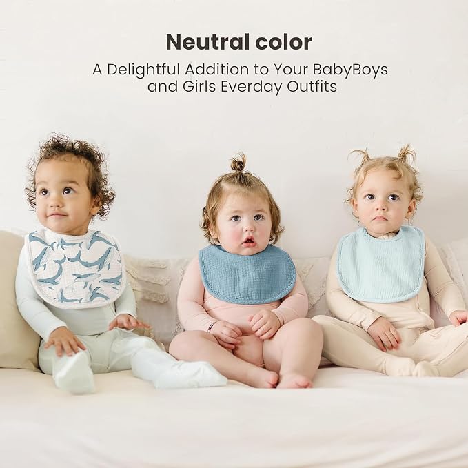 Konssy 10-Pack Muslin Baby Bibs, Soft Cotton Bandana Bibs - Image 2