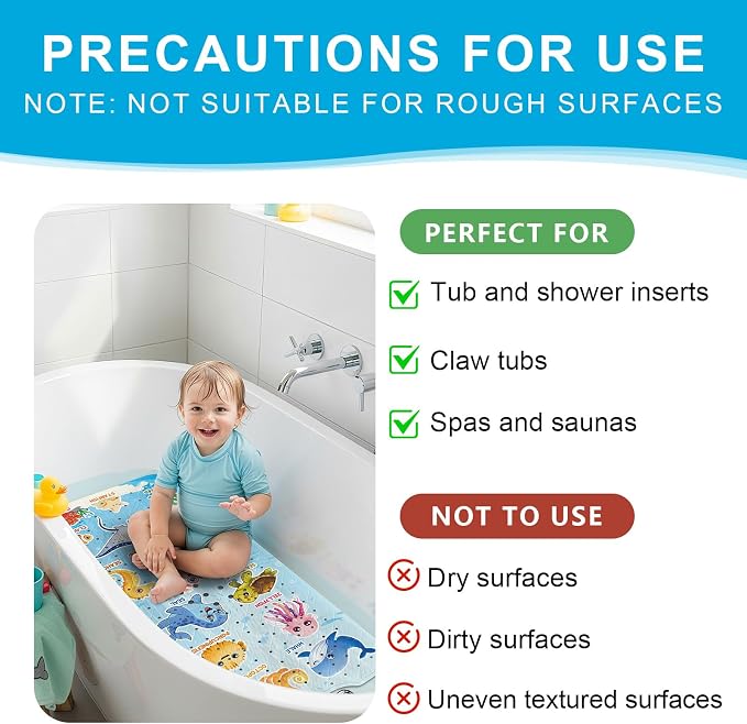 XIYUNTE Baby Bath Mat for Tub Non Slip Kids Bath Mat - Image 6