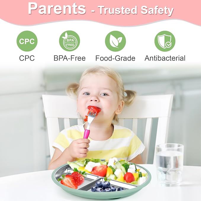 Bella's Friends Stainless Steel Toddler Plates Silicone Suction, 3 Packs - Image 6