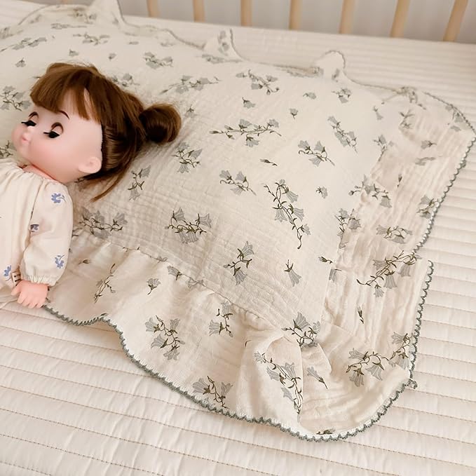 BuLuTu Cute Floral Toddler Pillowcase Cotton Muslin Kids Pillow Case - Image 3