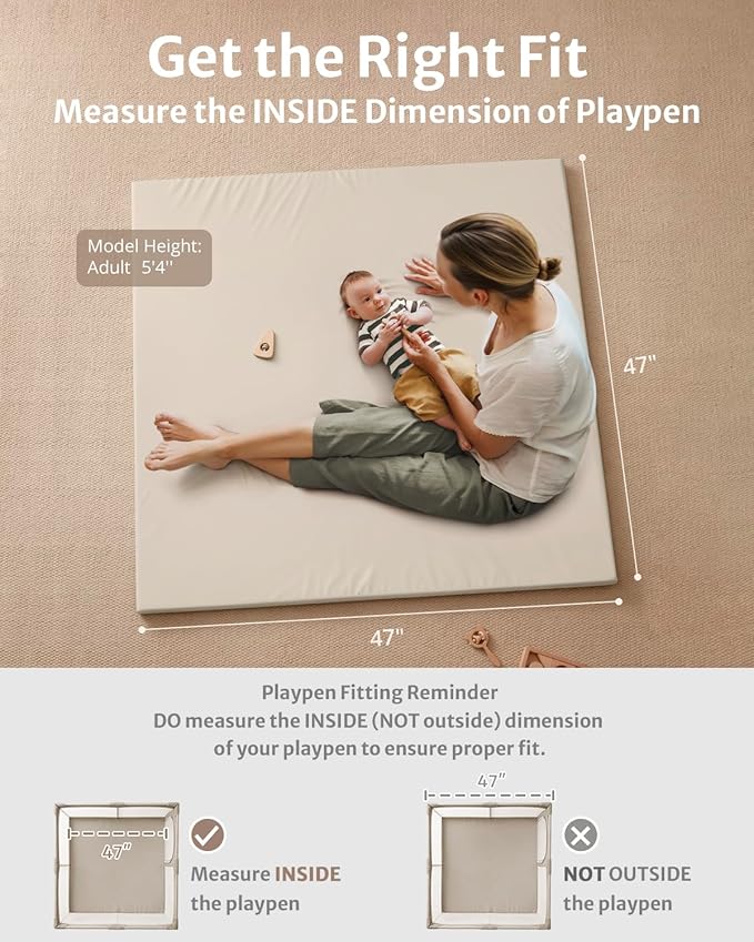 Blissful Diary Vegan Leather Baby Play Mat, 47x47 Thick Foam Cushioned & - Image 2