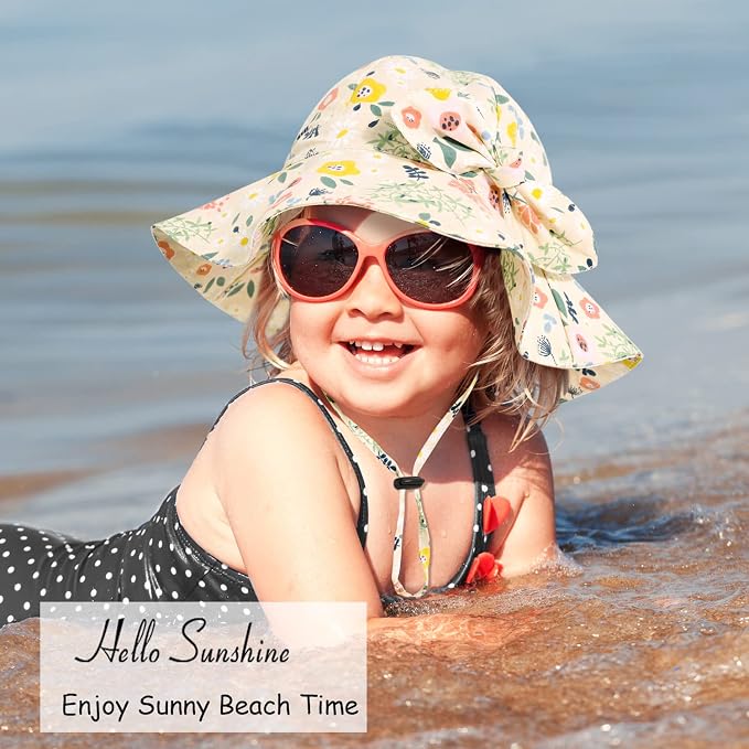 Baby Girl Sun Hat with UPF 50+ Outdoor Adjustable Beach Hat with Wide Brim - Image 5