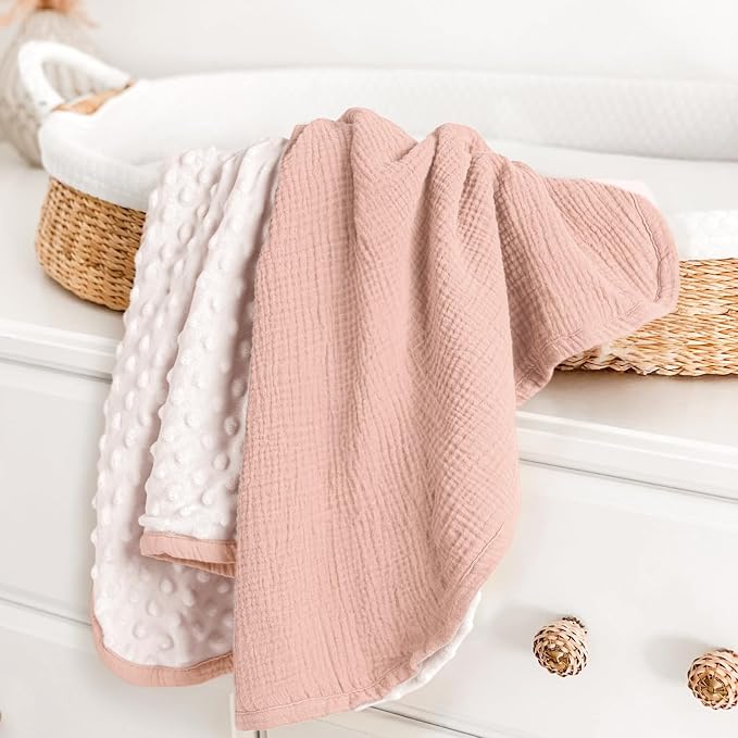 lulumoon Baby Blanket for Newborn Receiving: Minky Dot & Muslin Lightweight - Image 2