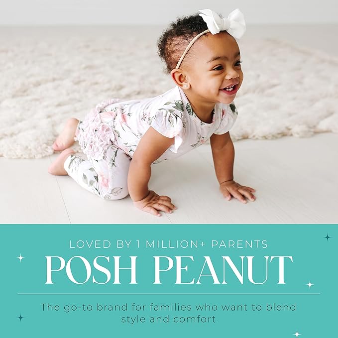 Posh Peanut Baby Girl Pajamas – Ruffled Cap Sleeve Romper PJs – Soft Viscose - Image 5