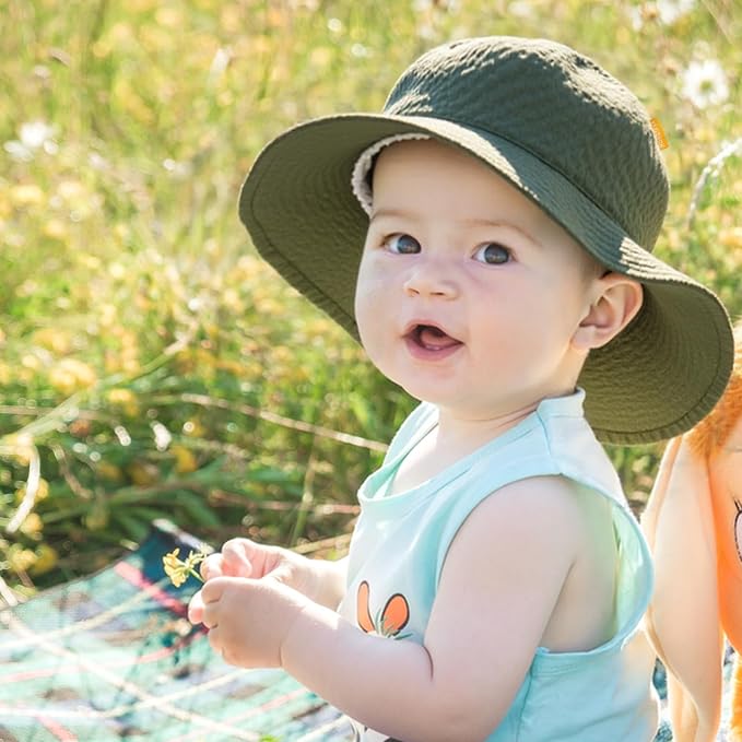HONGTEYA Baby Sun Hat Toddler Girl Beach Hat Adjustable Outdoor Summer Hat UPF - Image 7