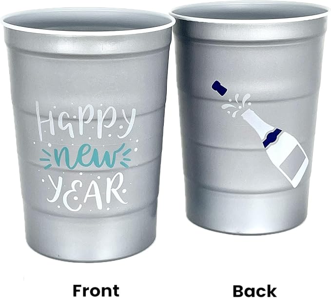 16 oz. Party Cups 'Happy New Year' Champagne Design - Image 2