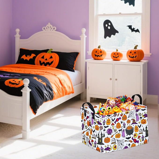Ghost Happy Halloween Kids Gift Shelf Storage Basket Organizer Box Clothes - Image 3