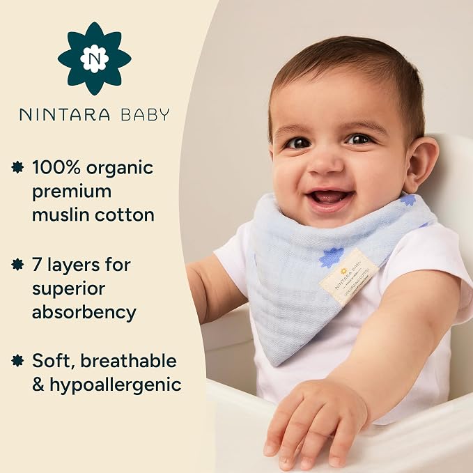 Bandana Bibs - 100% Organic Premium Muslin Cotton, 7-Layers - Image 2