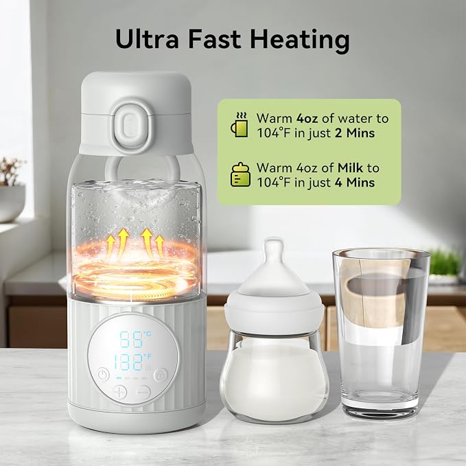 Portable Bottle Warmer for Travel, Fast Heating & Precise Temp Control for Baby - Image 4