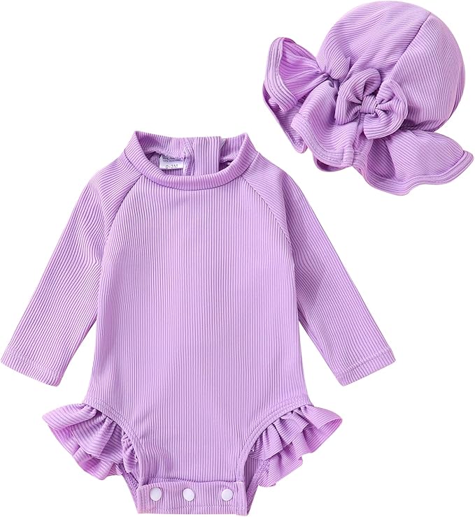 YOUNGER TREE Infant Baby Girls Swimsuit Long Sleeve Swimsuits One Piece by YOUNGERTREE