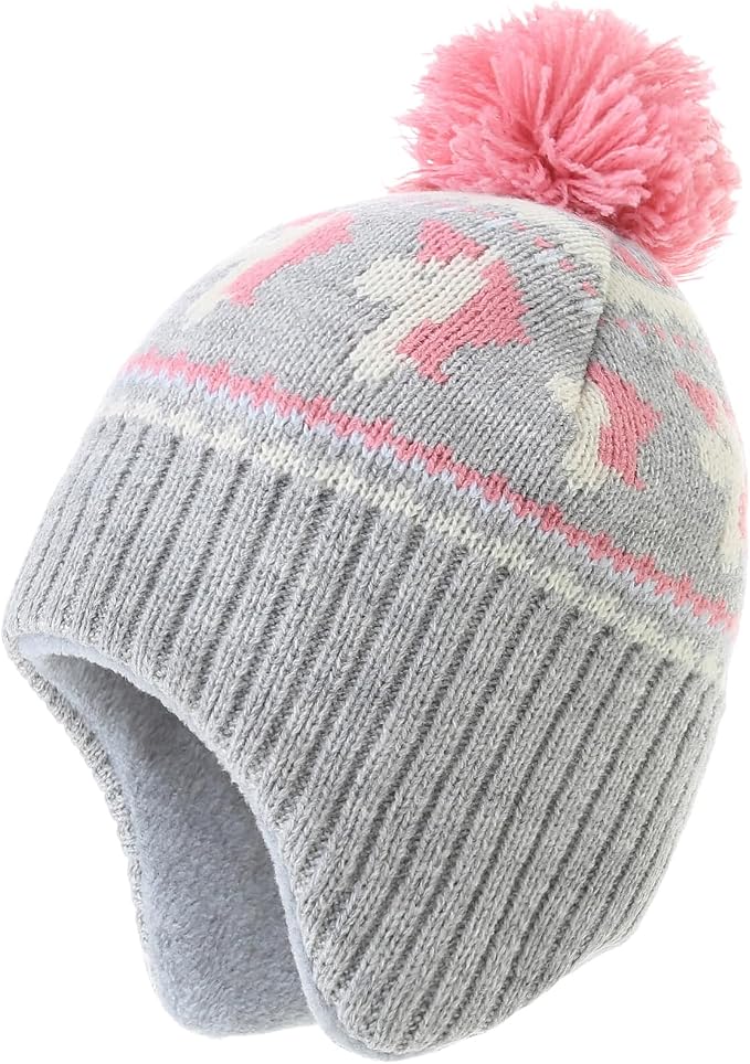 Moon Kitty Baby Girls Earflaps Knit Hats Infant Baby Beanies6-12Months by Moon+Kitty