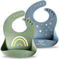 Moonkie Silicone Baby Bibs Set Of 2 | BPA Free Waterproof | Soft Flexible by Moonkie
