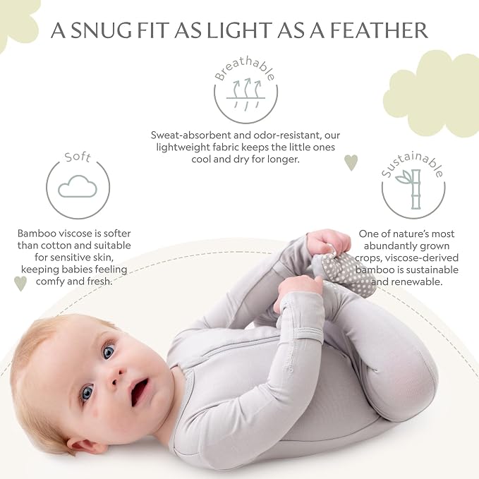 Bamboo Little Soft Baby Footie Pajamas, Baby Clothes, Newborn Sleepers - Image 3
