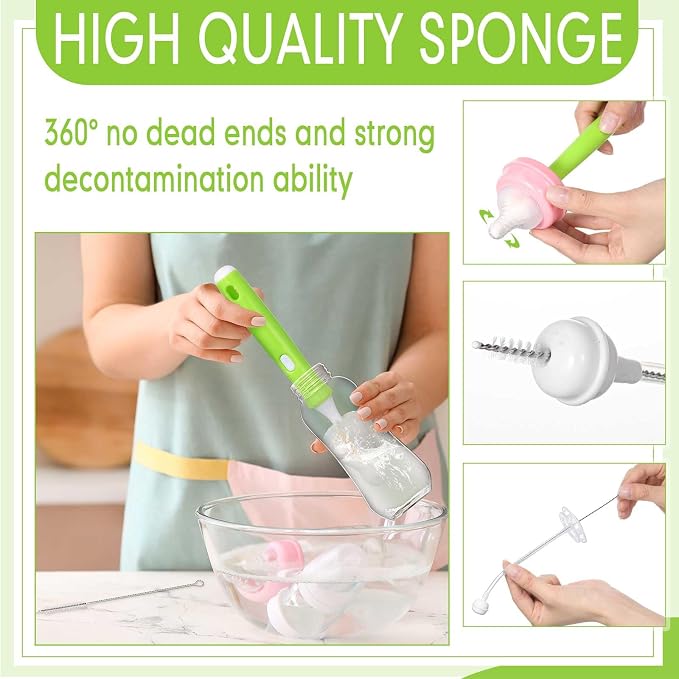 22 Pcs Sponge Bottle Nipple Brushes Set Including 12 Pcs Bottle Sponge Brush - Image 3