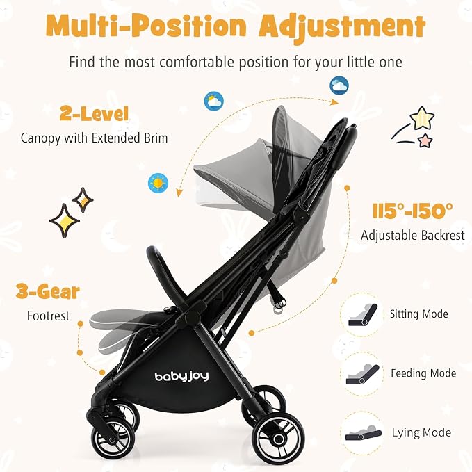 BABY JOY Lightweight Baby Stroller, Compact Travel Stroller - Image 4