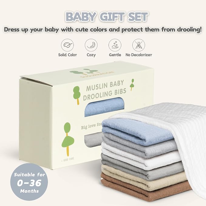 Susurration Muslin Baby Drool Bibs 6Pack Soft Triangular Adjustable Baby - Image 7