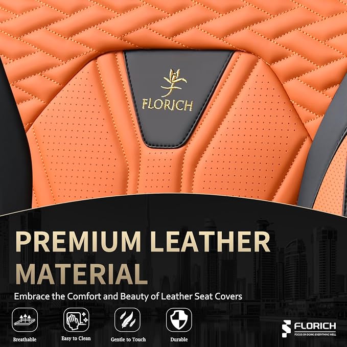 FLORICH Leather Seat Covers, Car Seat Covers Full Set, Car Seat Protectors 5 - Image 7