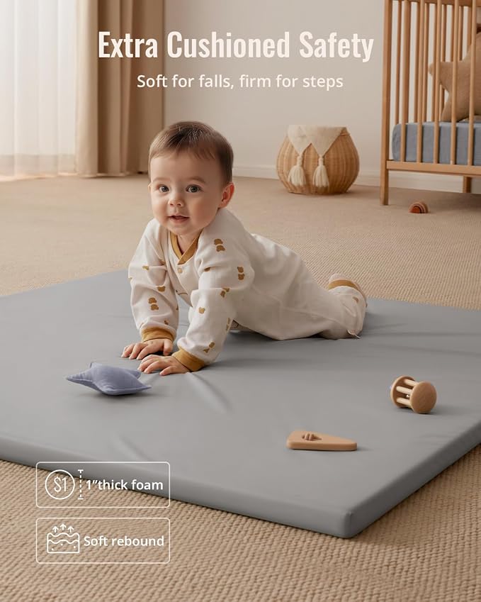 Blissful Diary Vegan Leather Baby Play Mat, 47x47 Thicken Foam Cushioned & - Image 5