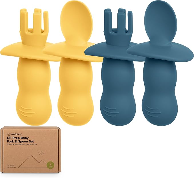 KeaBabies 4-Pack Silicone Baby Spoons and Forks Set by KeaBabies