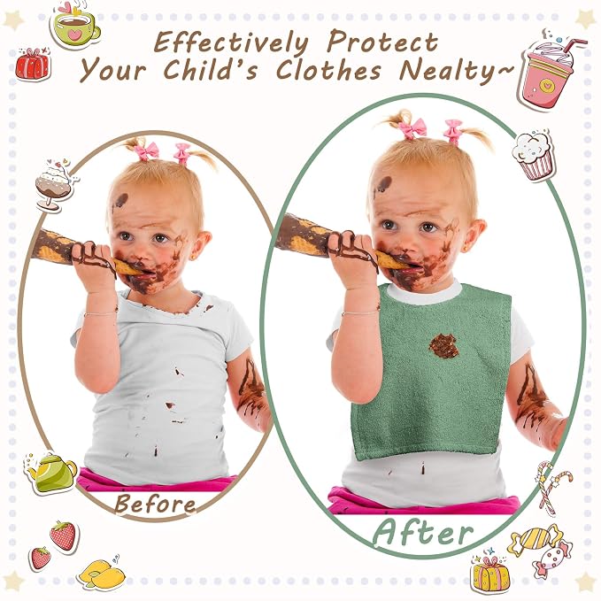6 Pcs Pullover Baby Bibs Cotton Terry Toddler Absorbent Infant - Image 3
