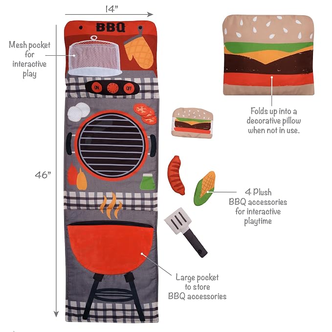 Lambs & Ivy Interactive 2-n-1 Soft Toddler Hamburger/Barbeque Pillow Play Set - Image 3