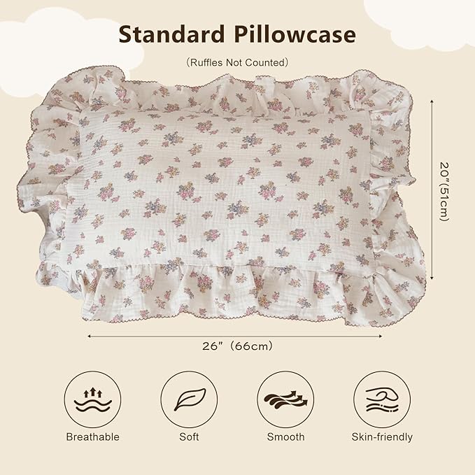 BuLuTu Tuberose Floral Themed Pillow Covers Standard Size - Image 2