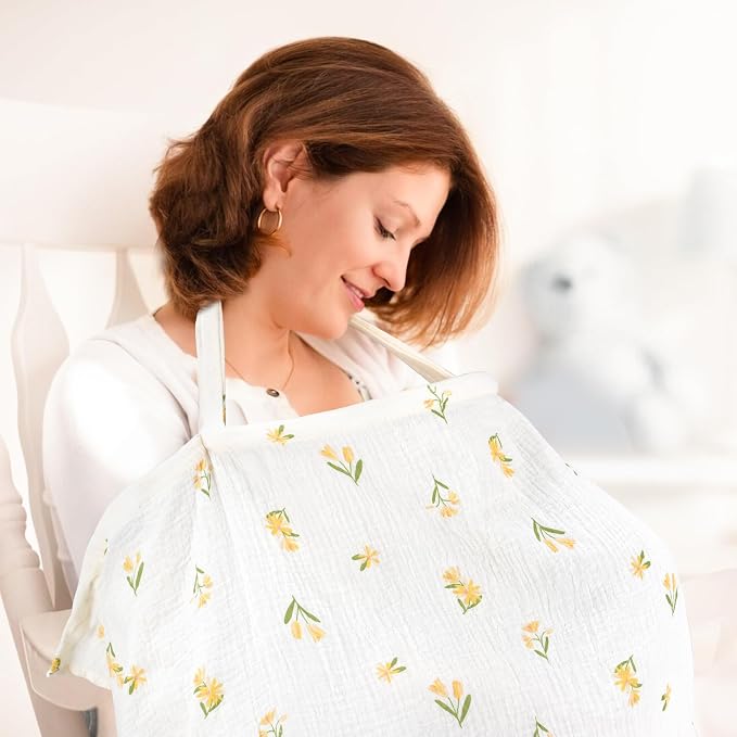 Muslin Nursing Cover for Breastfeeding, Privacy Breathable Breastfeeding Cover - Image 6