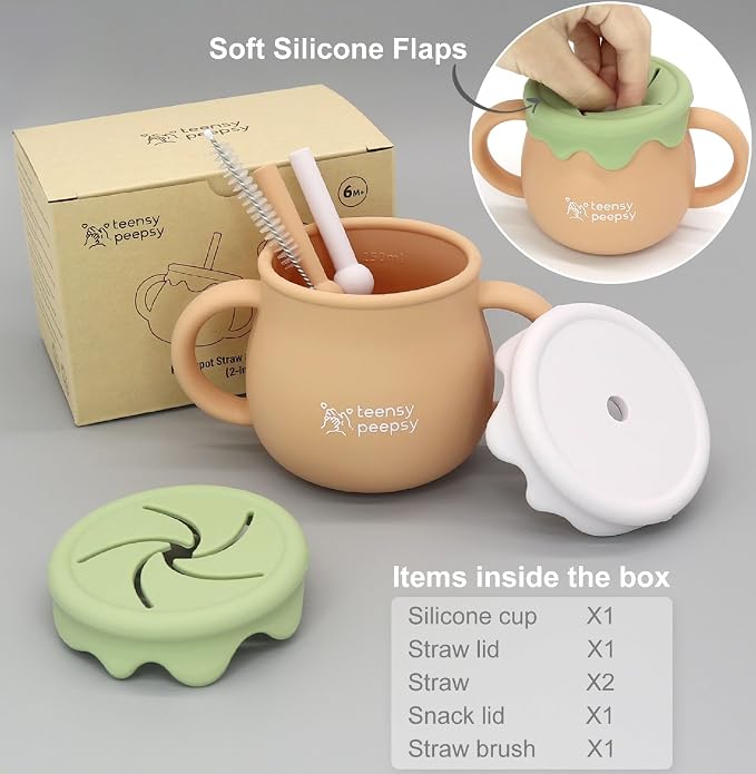 Honey Jar Pot 3-in-1 Silicone Training Cup 8.5oz, Unisex Baby Sippy Cup - Image 4