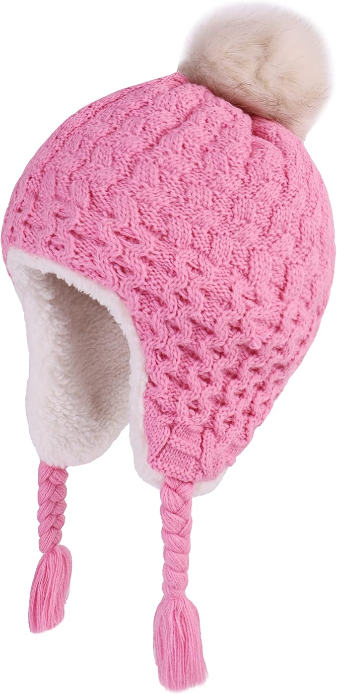 LANGZHEN Toddler Kids Infant Winter Hat, Earflap Knit Warm Cap Fleece Lined - Image 4