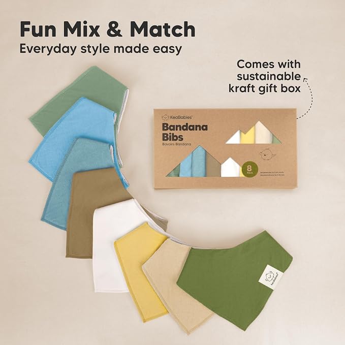 8-Pack Organic Baby Bandana Bibs - Image 9