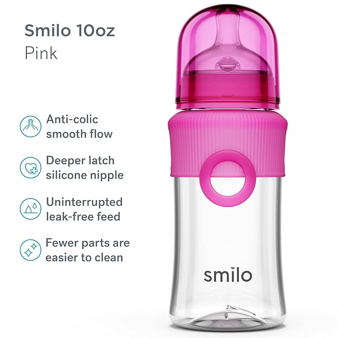 Smilo Baby Bottle Set with Stage 0 Slow Flow Anti Colic Nipple, 10 Oz / 300 ml - Image 2