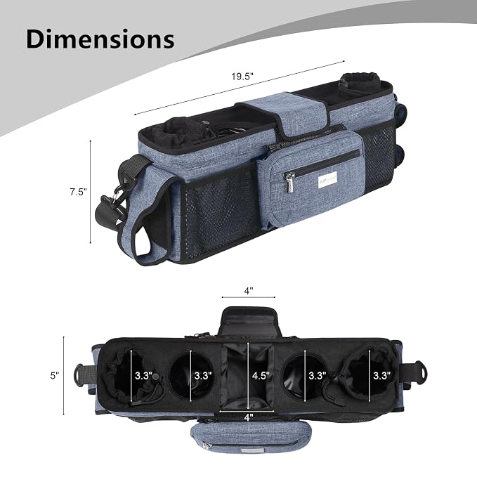 TOPDesign Universal Baby Stroller Organizer, Double Stroller Caddy - Image 3
