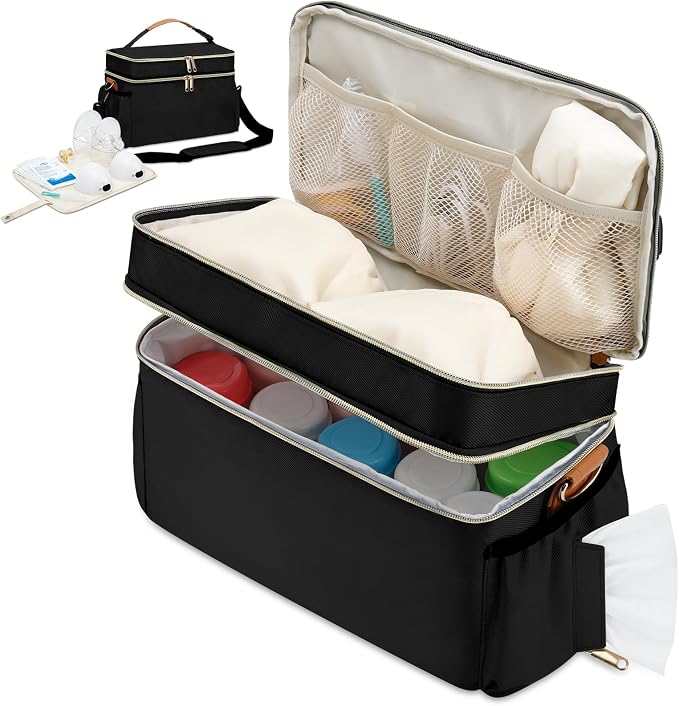 Breastmilk Cooler Bag with 6 Ice Pack, Wearable Breast Pump Bag Compatible with by GDNasist