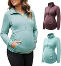 GINKANA Maternity Women's Long Sleeve Shirt Half Zipper Lapel Lightweight by GINKANA