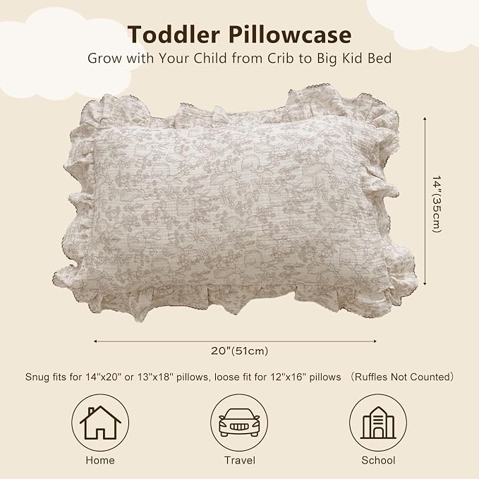 BuLuTu 100% Cotton Muslin Toddler Pillowcase - Image 2